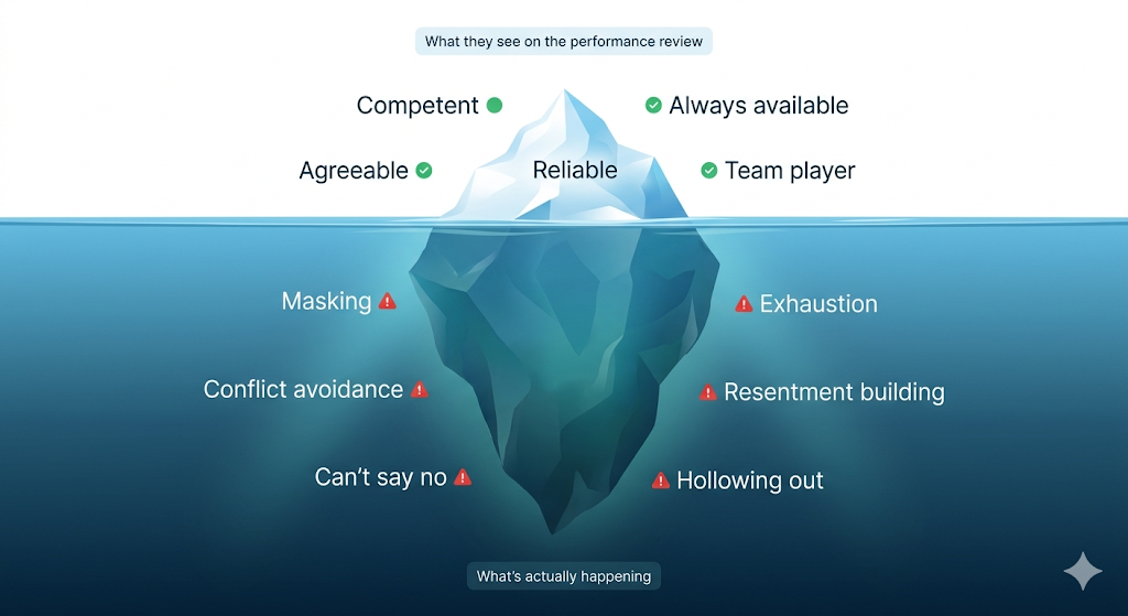 The masking iceberg — what they see vs what's actually happening